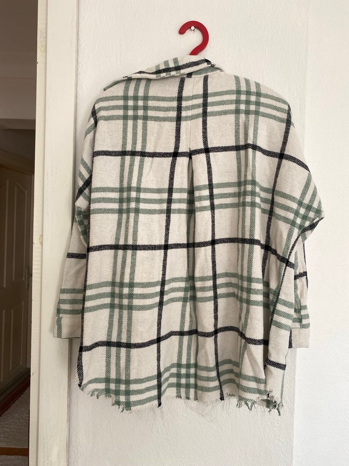 Ekoseli Uzun Kollu oduncu Kadın Gömlek - Görsel 4