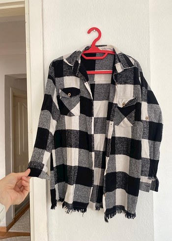 Oduncu Kareli Düğmeli Uzun Kollu Kadın Gömlek - Görsel 3