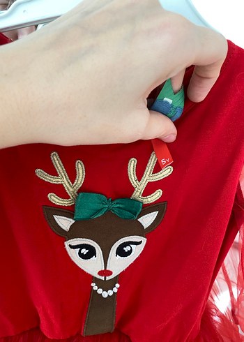 Kız Çocuk Kırmızı Fırfırlı Uzun Kollu Elbise - Görsel 3