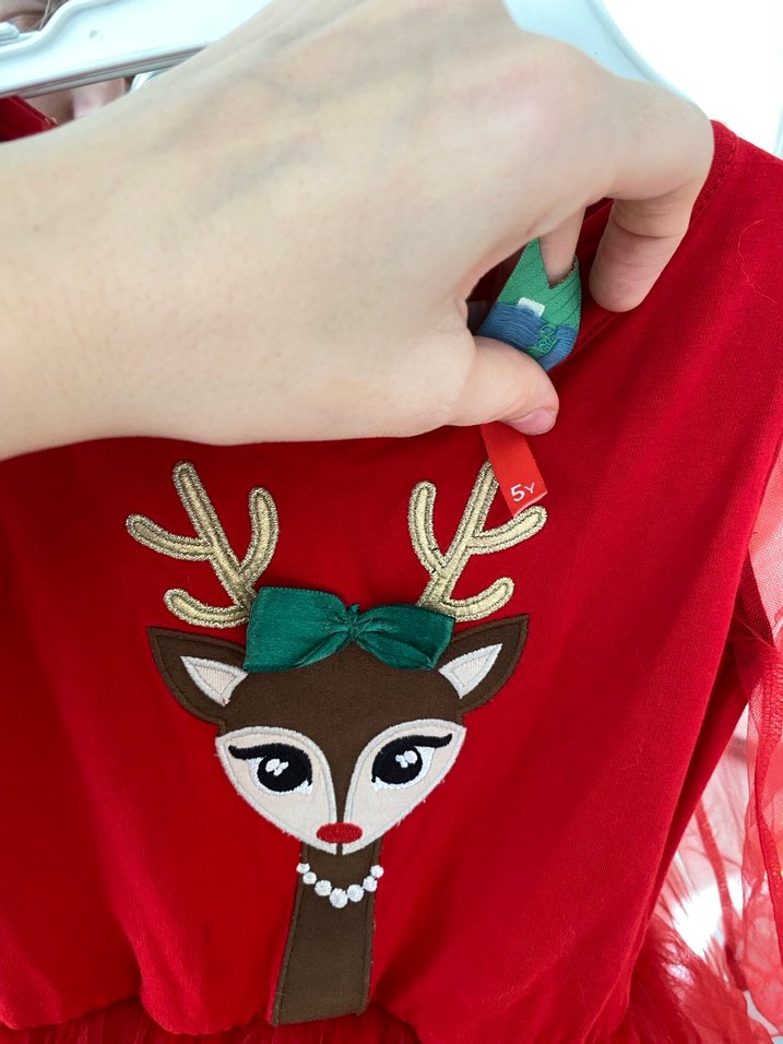 Kız Çocuk Kırmızı Fırfırlı Uzun Kollu Elbise - Görsel 3