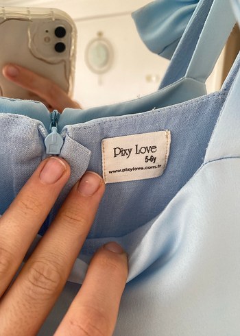 Kız Çocuk Mavi Fiyonklu Tüllü Elbise - Görsel 4