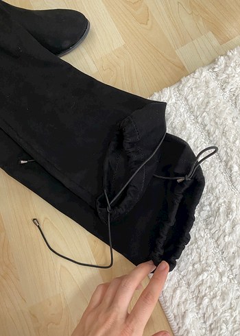 Siyah Süet çorap çizme Dizüstü Topuklu Bot - Görsel 5