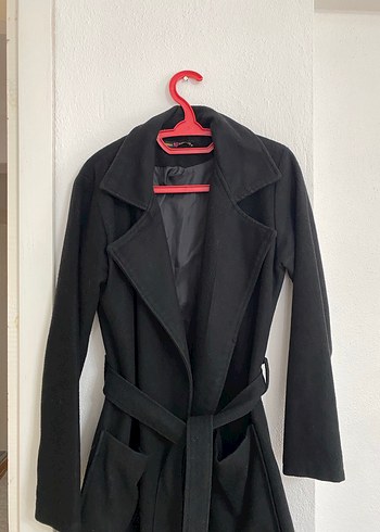 Siyah Kuşaklı Uzun Kadın Kaban - Görsel 6