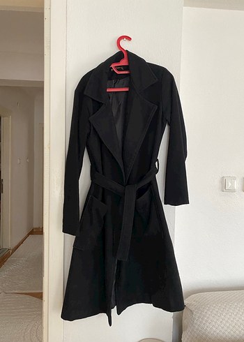 Siyah Kuşaklı Uzun Kadın Kaban - Görsel 4