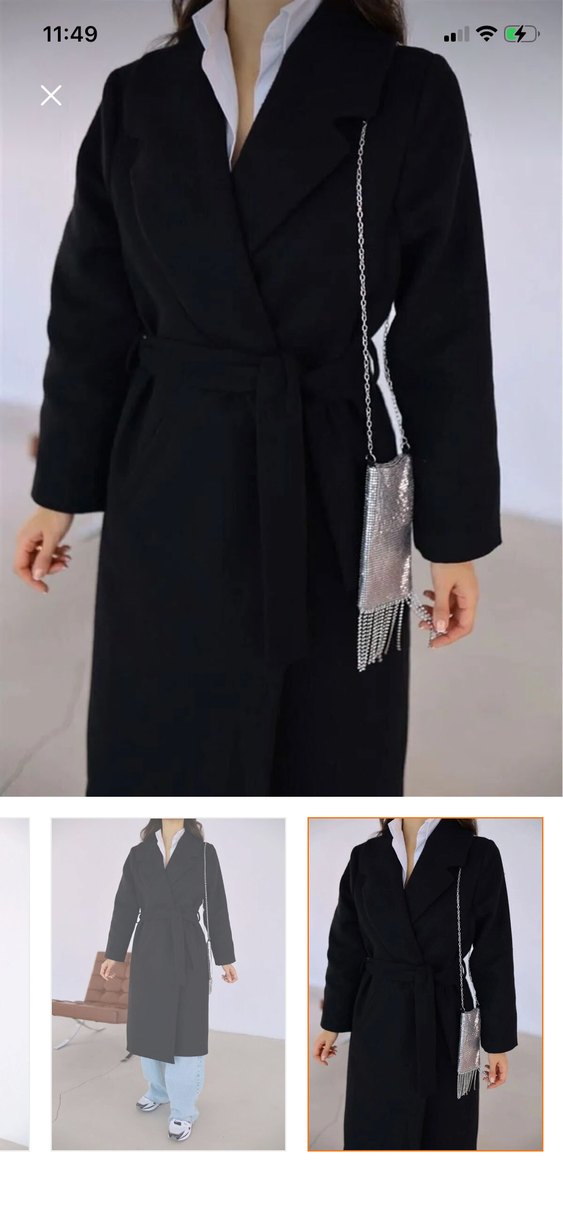 Siyah Kuşaklı Uzun Kadın Kaban - Görsel 3