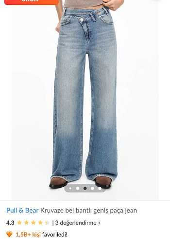 Pull and Bear Pull & Bear Kruvaze Bel Bantlı Geniş Paça Jean
