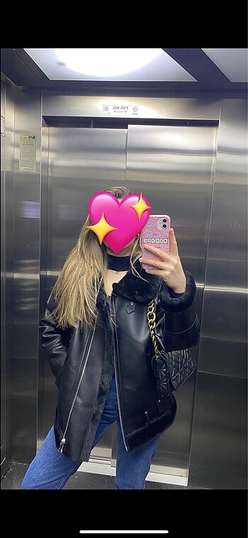 Stradivarius içi kürklü deri ceket