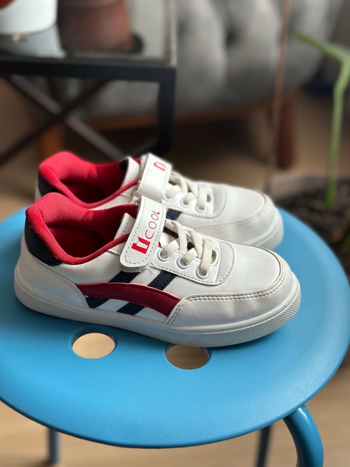 Beyaz Erkek Çocuk Spor Ayakkabı Velcro - Görsel 2