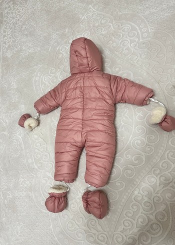 Kız Bebek Kapüşonlu Pembe Tulum 9 ay - Görsel 2