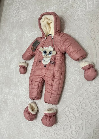 Kız Bebek Kapüşonlu Pembe Tulum 9 ay - Görsel 3