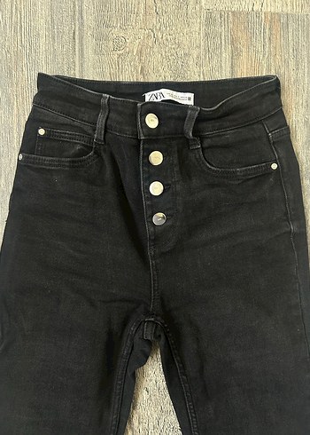 Zara Düğmeli Kadın Denim İspanyol Pantolon - Görsel 2