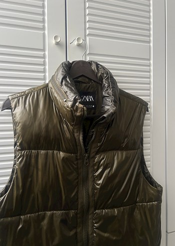 Zara Petrol yeşili Fermuarlı Kadın Yeleği - Görsel 2