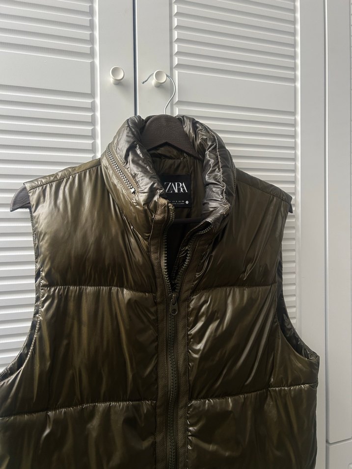Zara Petrol yeşili Fermuarlı Kadın Yeleği - Görsel 2