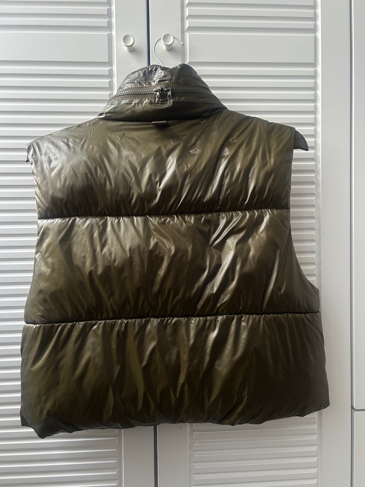 Zara Petrol yeşili Fermuarlı Kadın Yeleği - Görsel 4