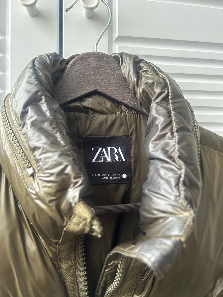 Zara Petrol yeşili Fermuarlı Kadın Yeleği - Görsel 3