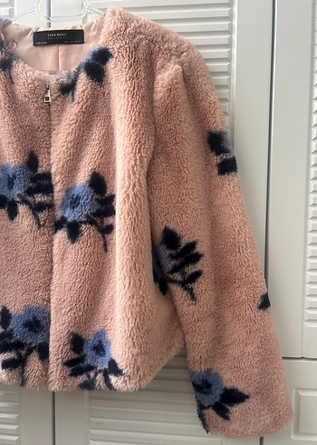 Zara Yumuşak Pembe Peluş Kadın Ceket - Görsel 3