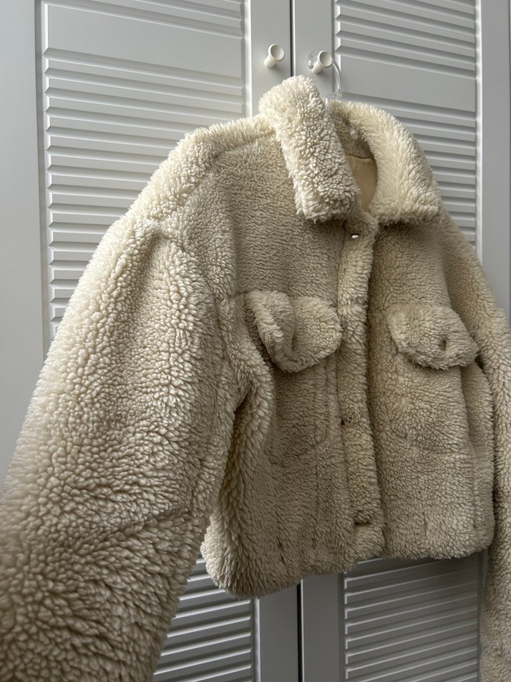 Pull and Bear Bej Peluş Kadın Ceket - Görsel 2