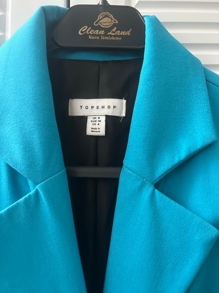 Topshop - Turkuaz Düğmeli Uzun Hamile Ceketi - Görsel 3