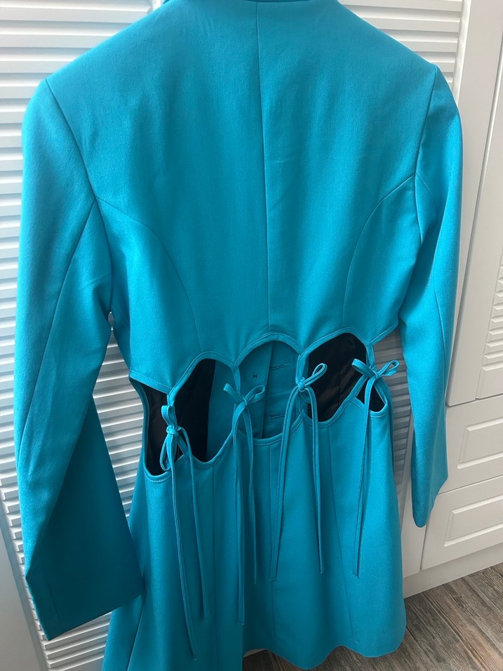 Topshop - Turkuaz Düğmeli Uzun Hamile Ceketi - Görsel 4