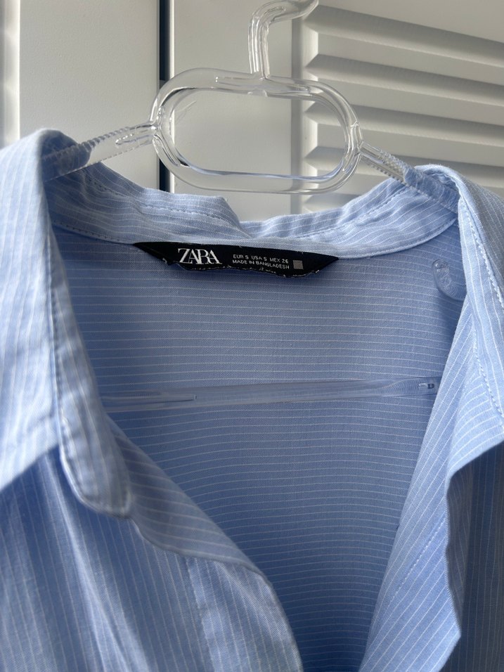 Zara mavi çizgili oversize gömlek - Görsel 3
