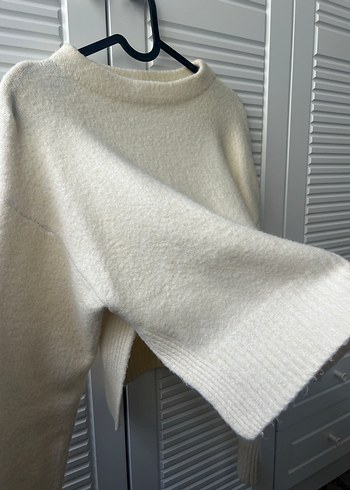 Zara- Yün karışımlı Beyaz Örgü Kadın Yün Kazak - Görsel 4