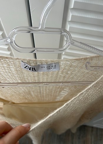 Zara %100 yün Bej Bohem Örgü Kadın Kazak - Görsel 3