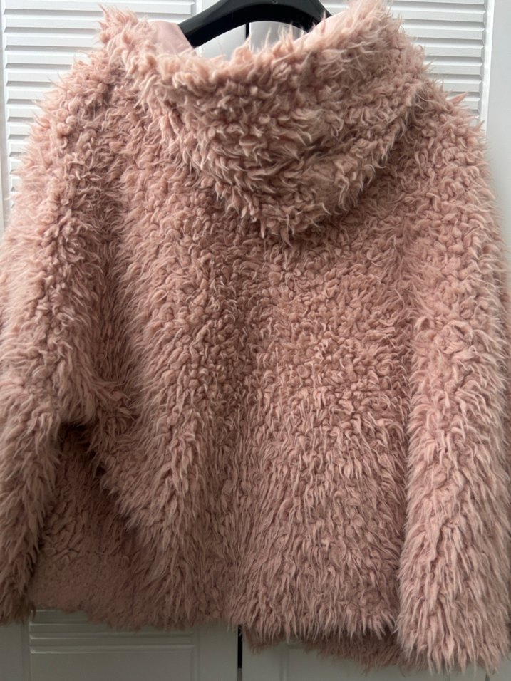 Pull and Bear Pembe Midi Kadın Peluş Kürk Ceket - Görsel 2