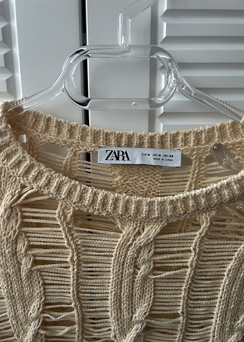 Zara Bej Bohem Örgü Kadın Kazak - Görsel 3