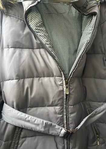 Gri Kemerli Kadın Kışlık Mont - Görsel 2