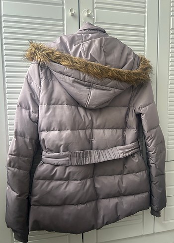 Gri Kemerli Kadın Kışlık Mont - Görsel 6