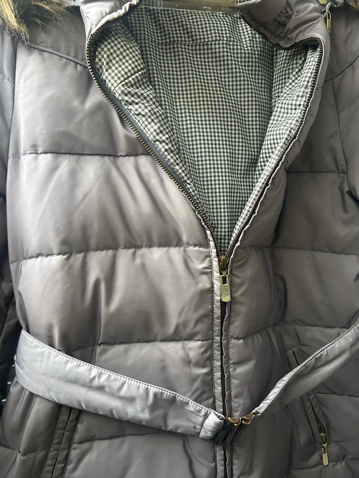 Gri Kemerli Kadın Kışlık Mont - Görsel 2