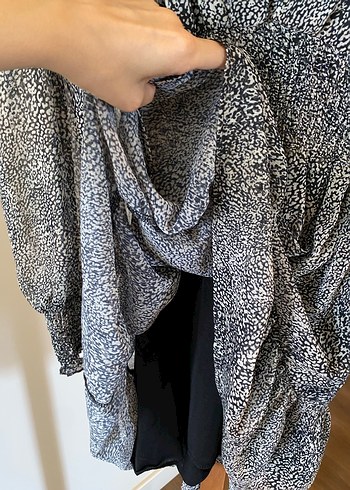 Gri Yılan Desenli V Yaka Mini Elbise - Görsel 5