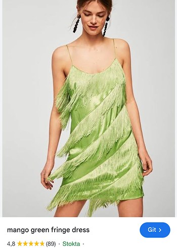 Yeşil Drapeli Mini Askılı Elbise - Görsel 5