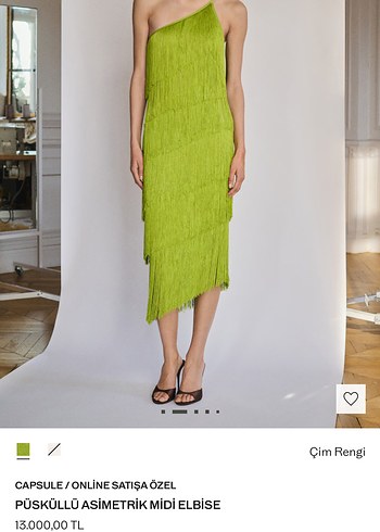 Yeşil Drapeli Mini Askılı Elbise - Görsel 6