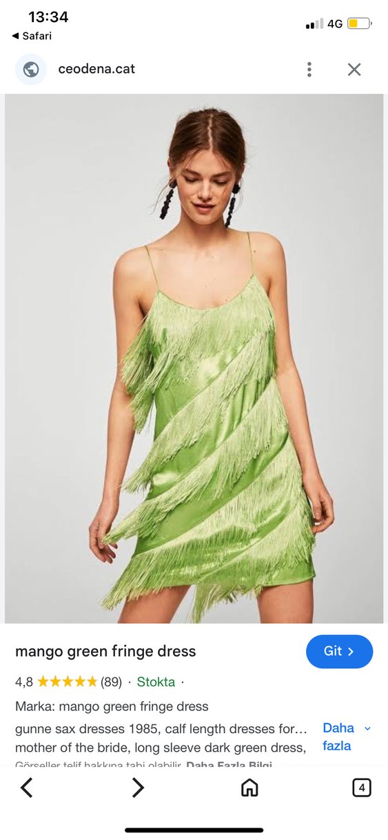 Yeşil Drapeli Mini Askılı Elbise - Görsel 5