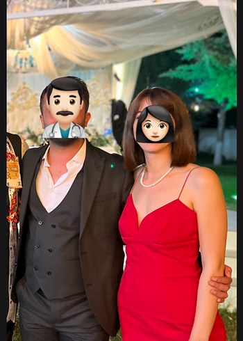 Parlak Kırmızı Drapeli Uzun İnce Elbise - Görsel 4