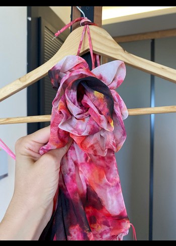 Pembe Drapeli Bağlamalı Elbise - Görsel 3