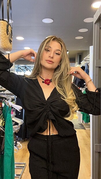 Beymen Club Keten önü büzgülü bluz