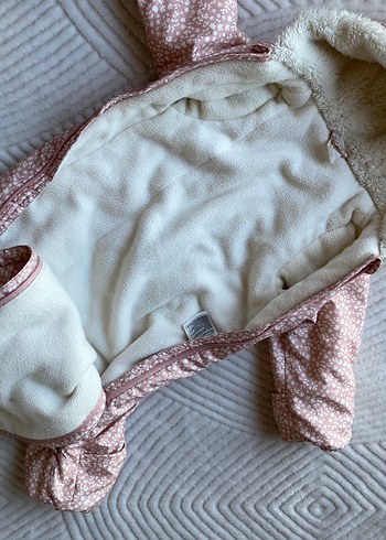Kürklü Kapüşonlu Pembe Bebek Tulumu - Görsel 5