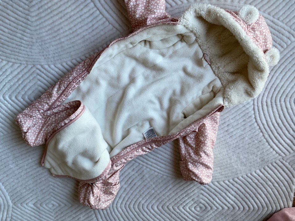 Kürklü Kapüşonlu Pembe Bebek Tulumu - Görsel 5