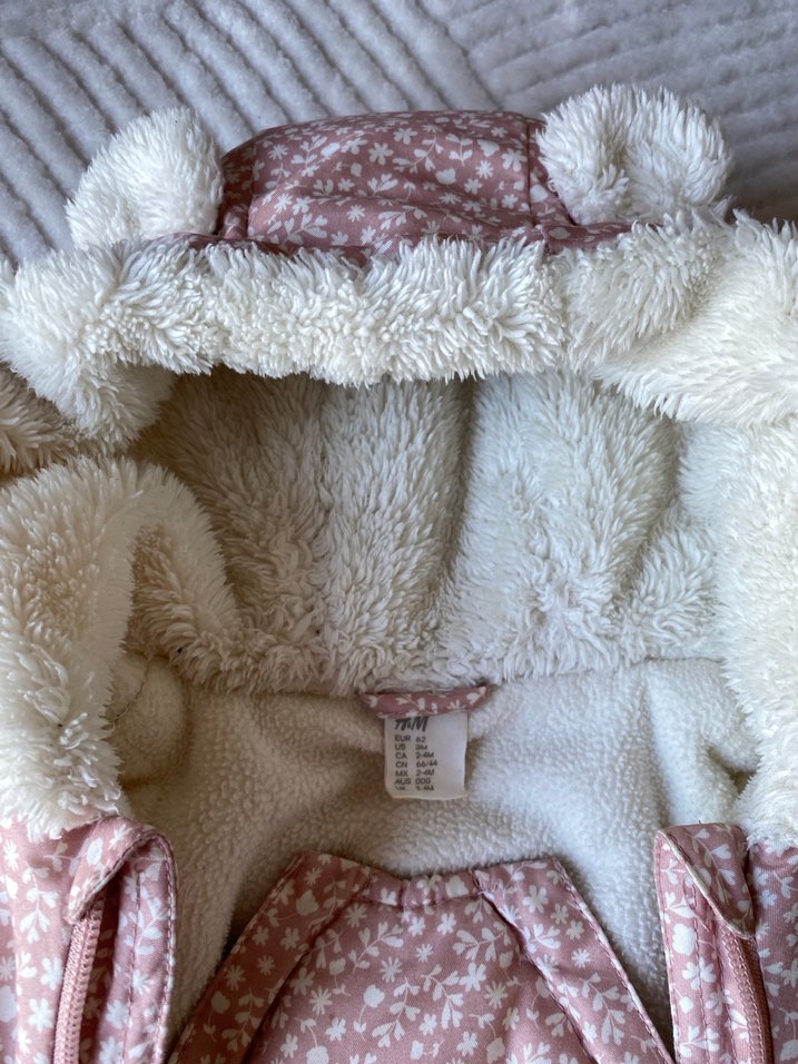 Kürklü Kapüşonlu Pembe Bebek Tulumu - Görsel 2