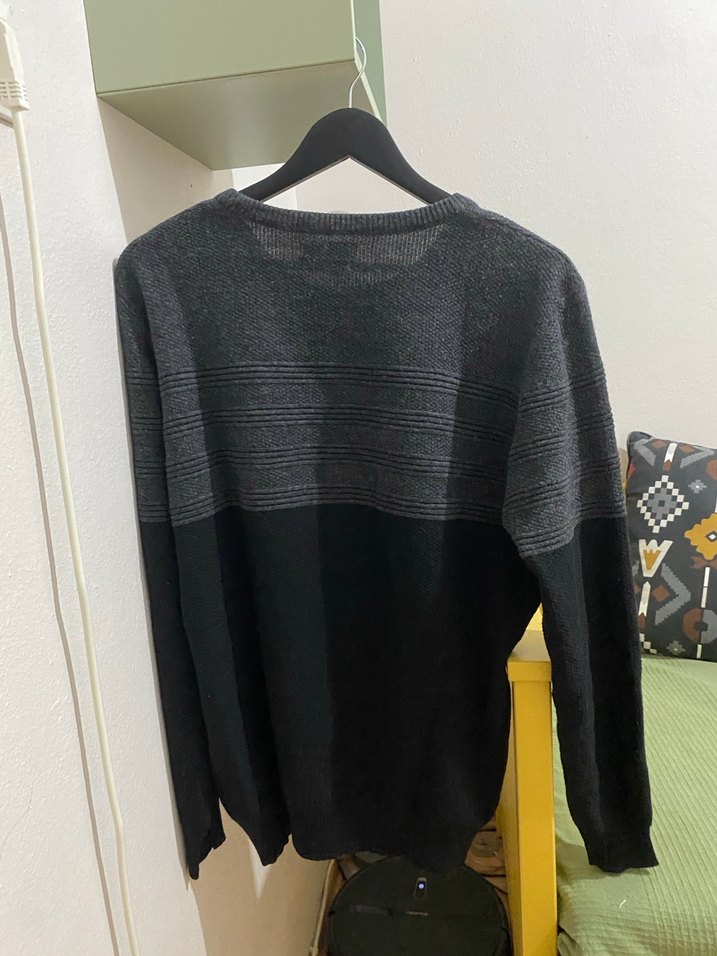 Lucian Erkek Siyah Örgü Yün Kazak - Görsel 4