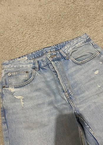 Zara Yırtık Detaylı Mavi Rahat Kesim Erkek Kot Pantolon - Görsel 4