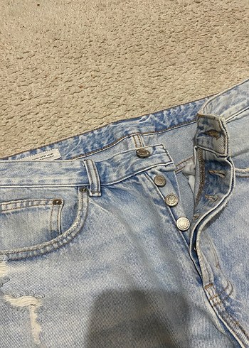 Zara Yırtık Detaylı Mavi Rahat Kesim Erkek Kot Pantolon - Görsel 5