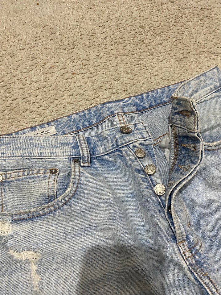 Zara Yırtık Detaylı Mavi Rahat Kesim Erkek Kot Pantolon - Görsel 5