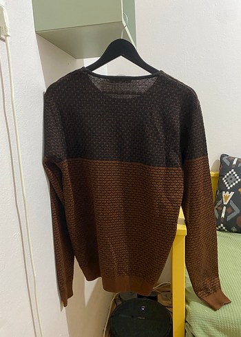 Avva Erkek Kahverengi Örgü Triko Kazak - Görsel 4