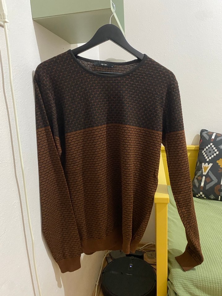 Avva Erkek Kahverengi Örgü Triko Kazak - Görsel 2