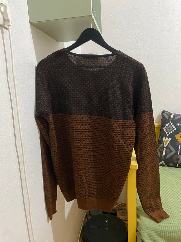 Avva Erkek Kahverengi Örgü Triko Kazak - Görsel 4