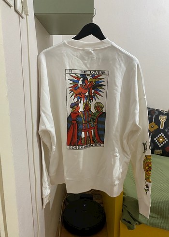 Beyaz Baskılı Zara Sweatshirt - Görsel 3