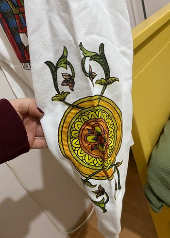 Beyaz Baskılı Zara Sweatshirt - Görsel 5